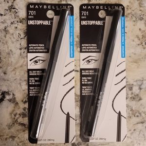 Lot of 2 Maybelline Unstoppable Waterproof Automatic Pencil Eyeliner #701 Onyx